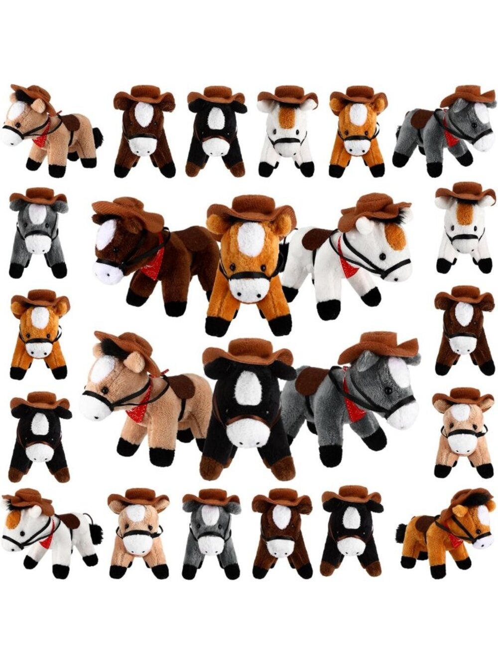 24 Pack Mini Plush Ponies - Colorful Stuffed Animals for Kids, Party Favors